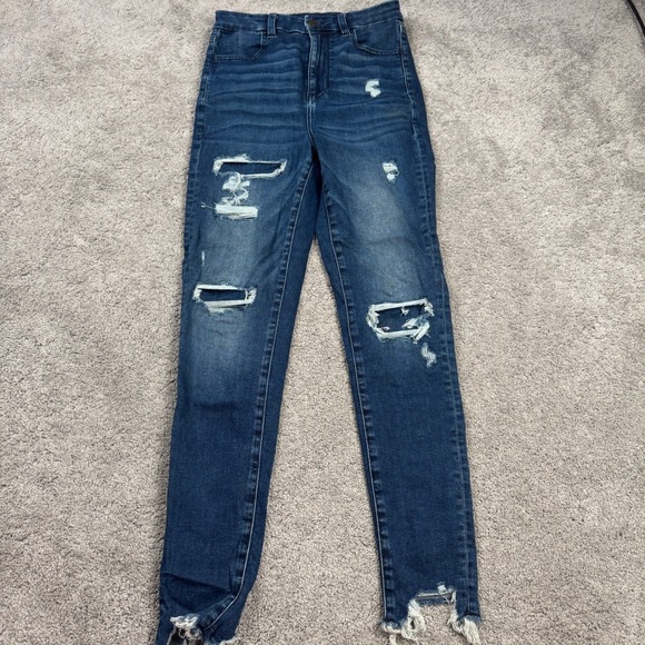 American Eagle By Payless Denim - American Eagle Women's 4R Curvy Highest Rise Jeggings Distressed Dark Wash
